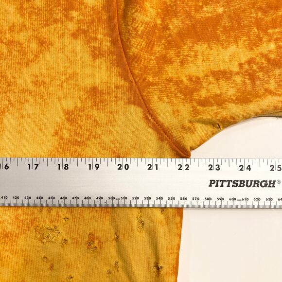 NWOT COTTON CITIZEN Hoodie L Orange Yellow Acid-Wash Tie-Dye Distress Long-Slev - Picture 11 of 13